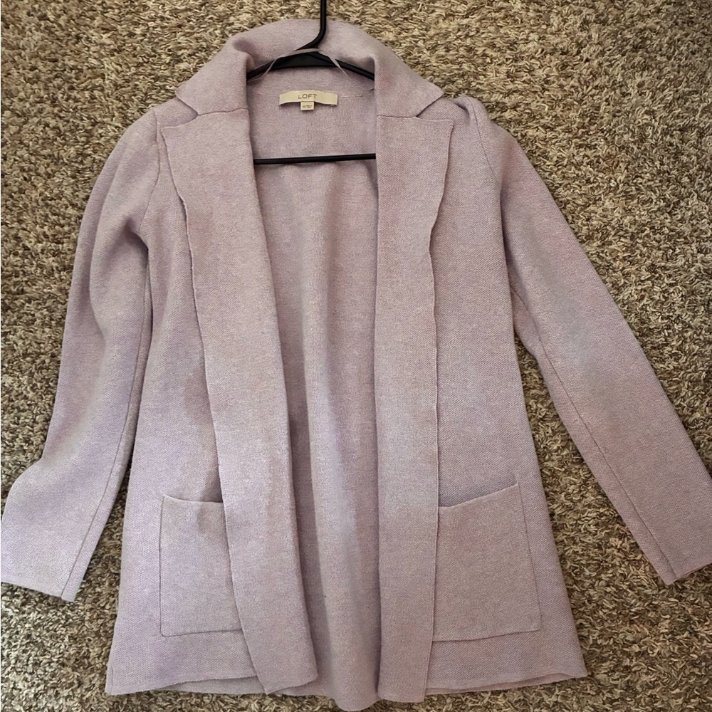 LOFT Lilac Open Front Cardigan
